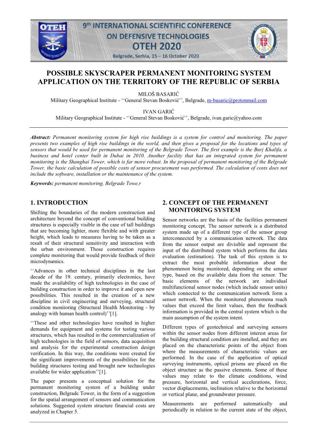 Possible Skyscraper Permanent Monitoring System Application on the Territory of the Republic of Serbia