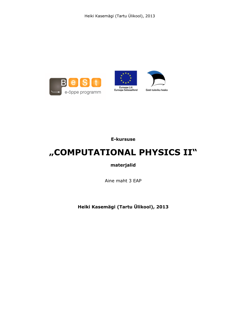 „Computational Physics Ii“