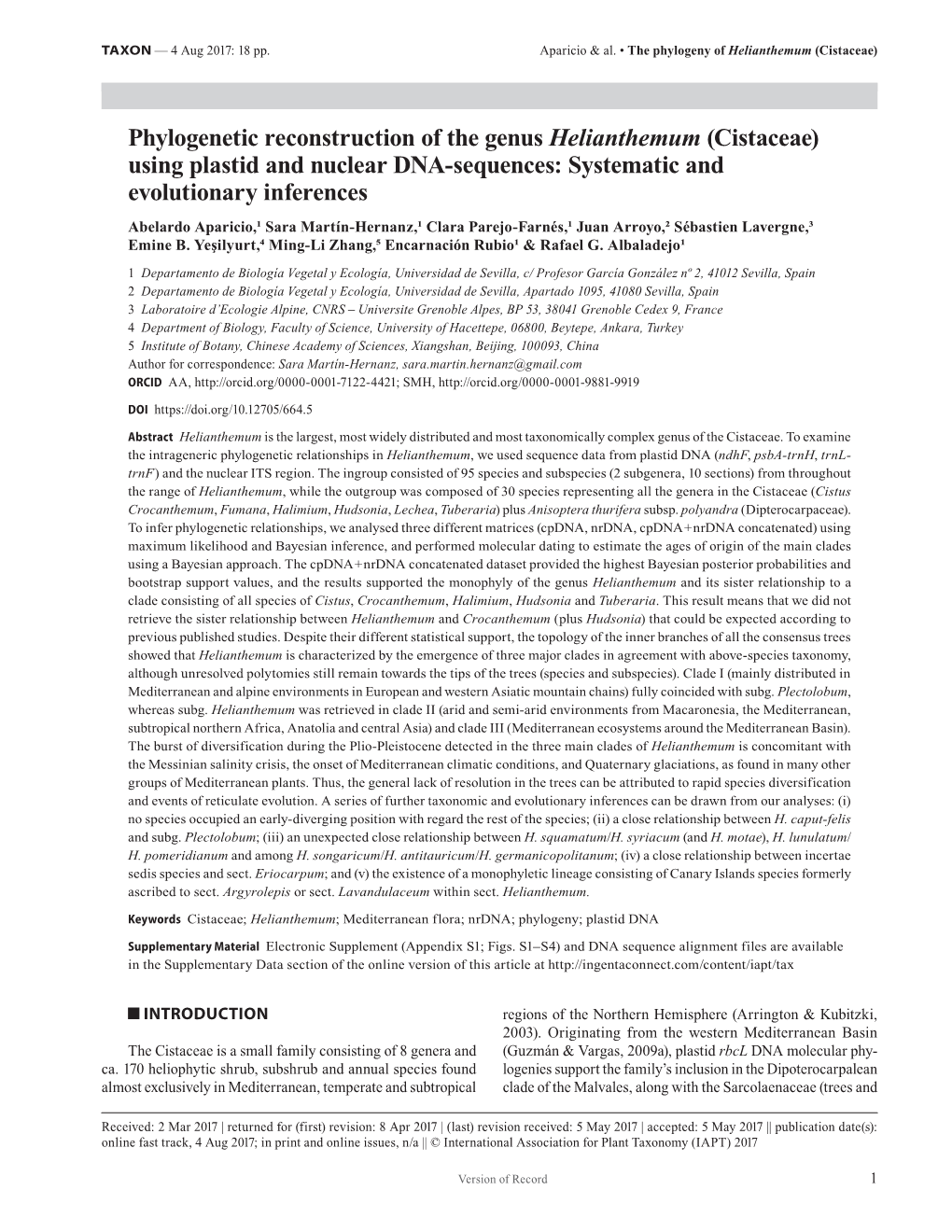 Phylogenetic Reconstruction of the Genus