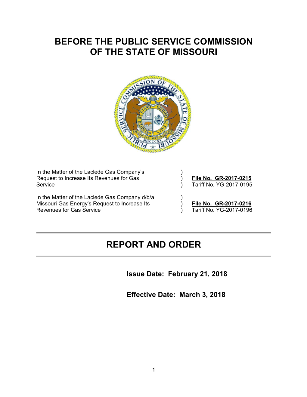 Before the Public Service Commission of the State of Missouri