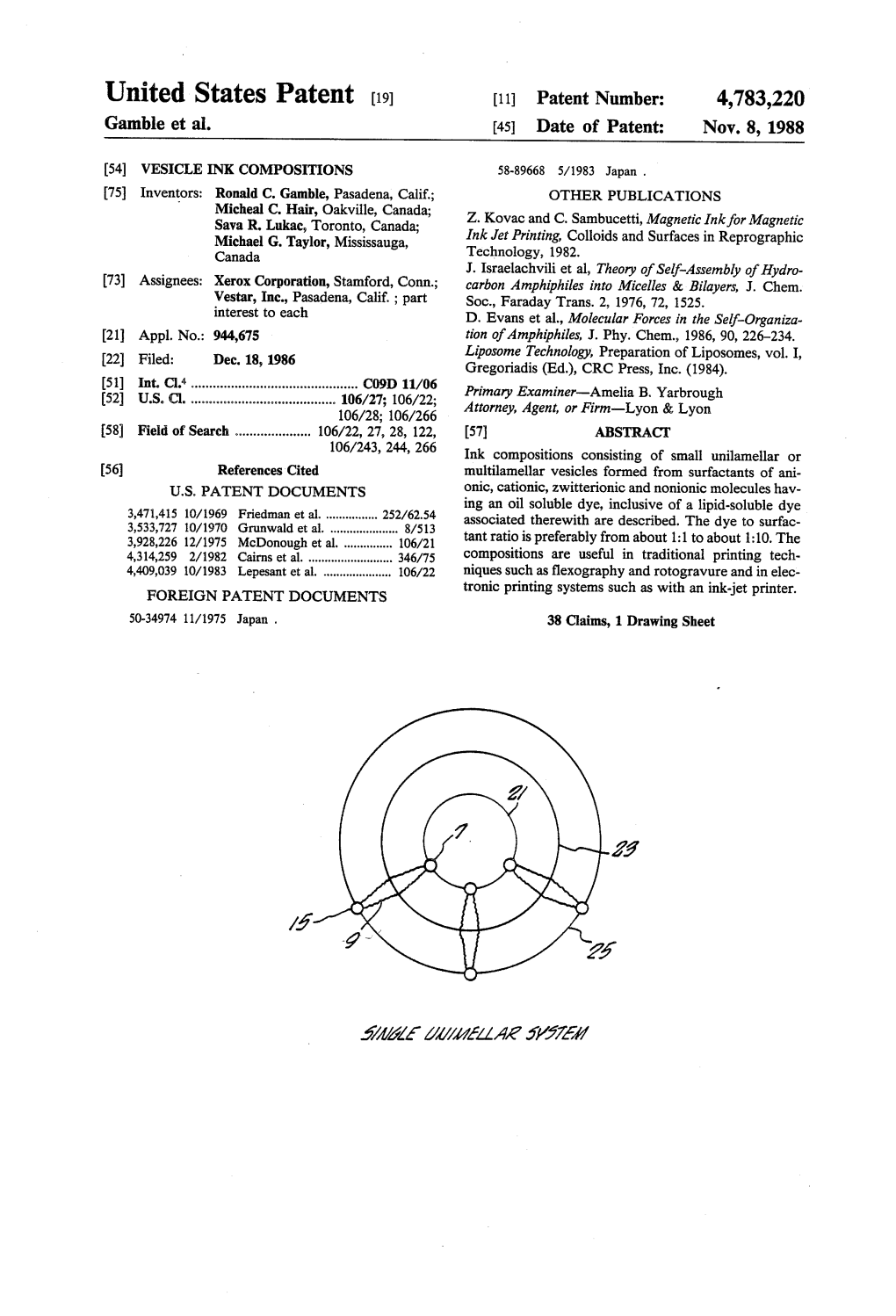 United States Patent (19) 11 Patent Number: 4,783,220 Gamble Et Al