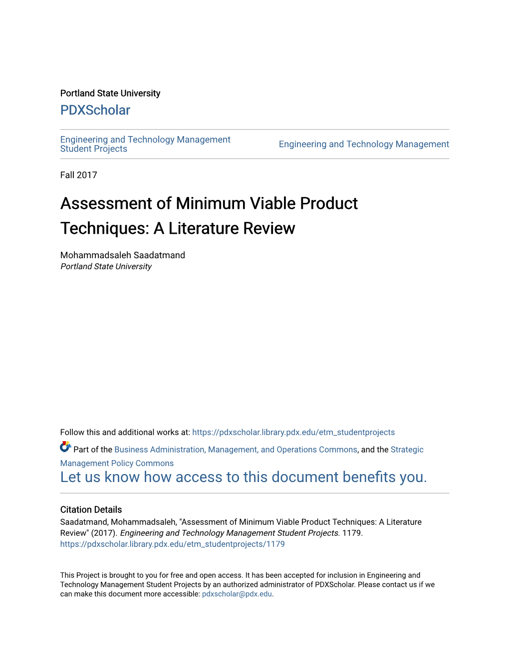 Assessment of Minimum Viable Product Techniques: a Literature Review