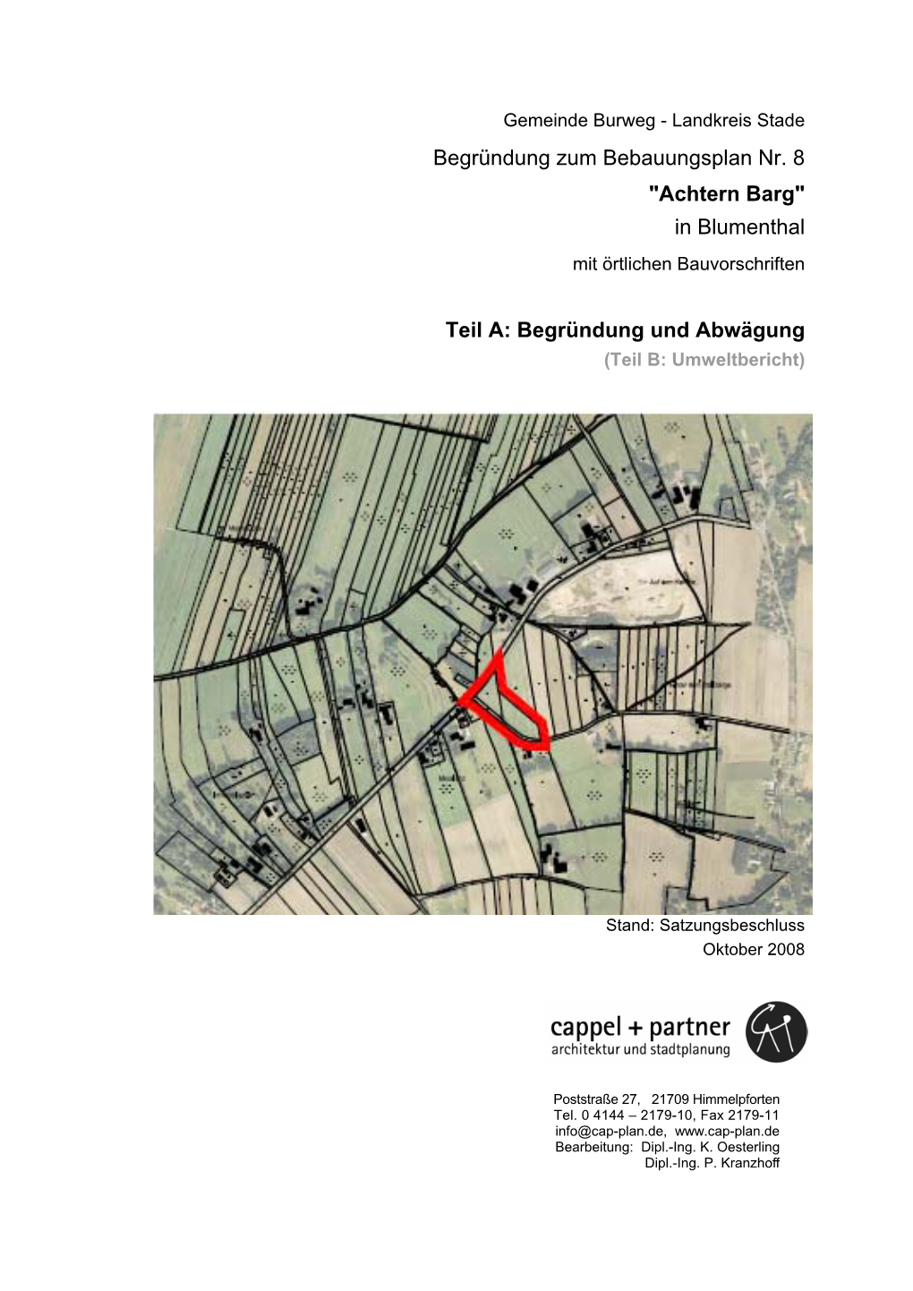 Gemeinde Burweg, B-Plan Nr. 8 "Achtern Barg"