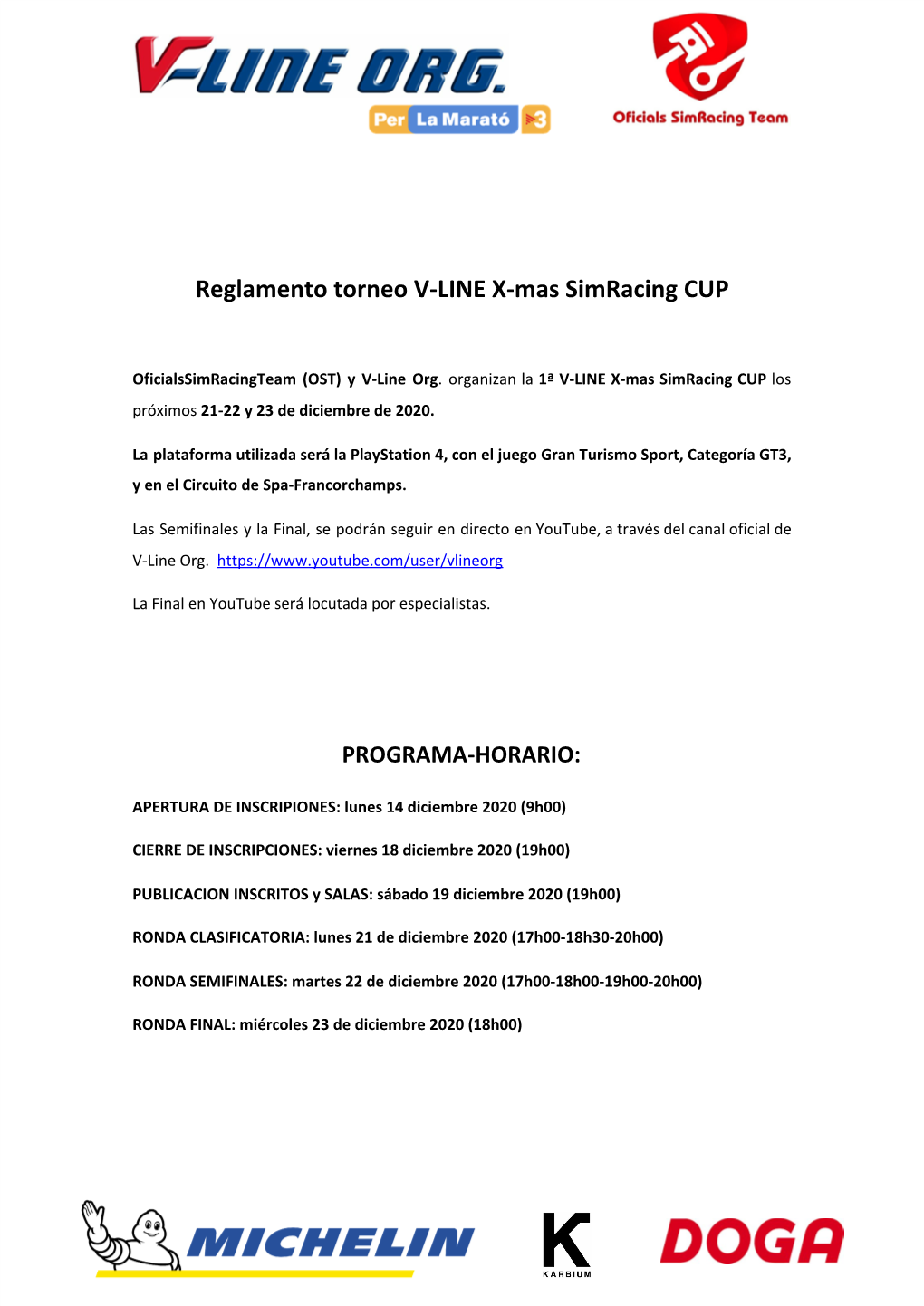 Reglamento Torneo V-LINE X-Mas Simracing CUP