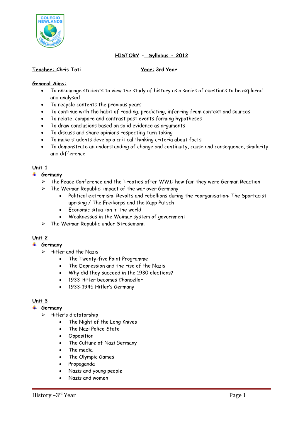 HISTORY - Syllabus - 2012