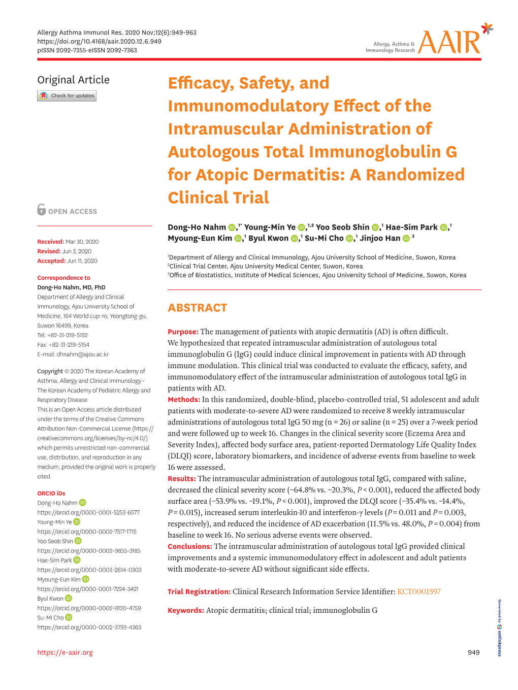Efficacy, Safety, and Immunomodulatory Effect of The