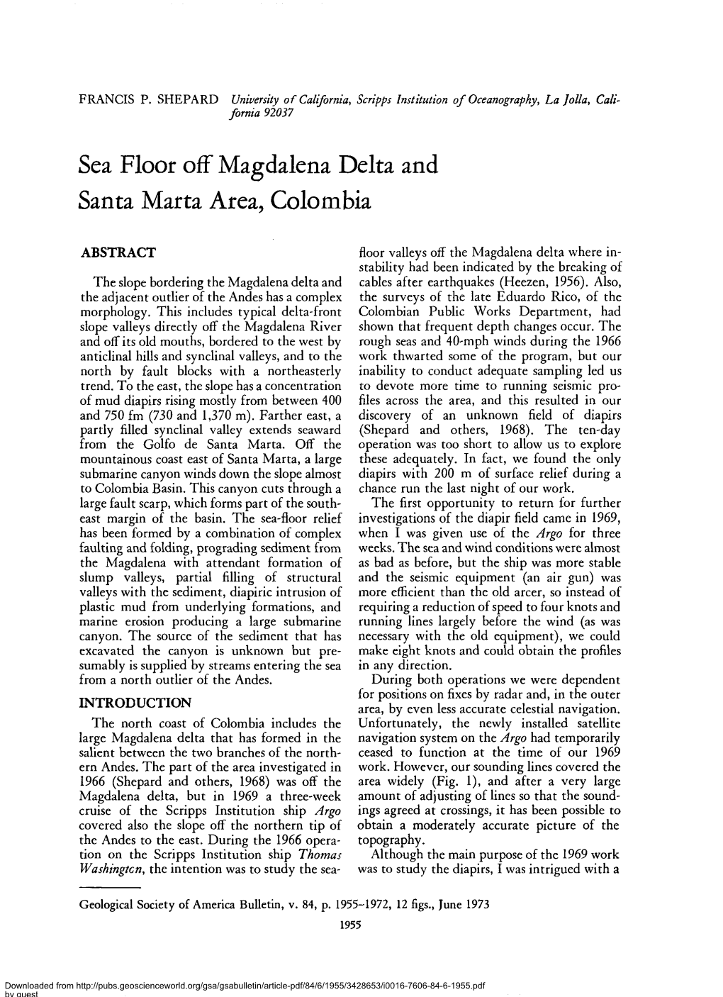 Sea Floor Off Magdalena Delta and Santa Marta Area, Colombia