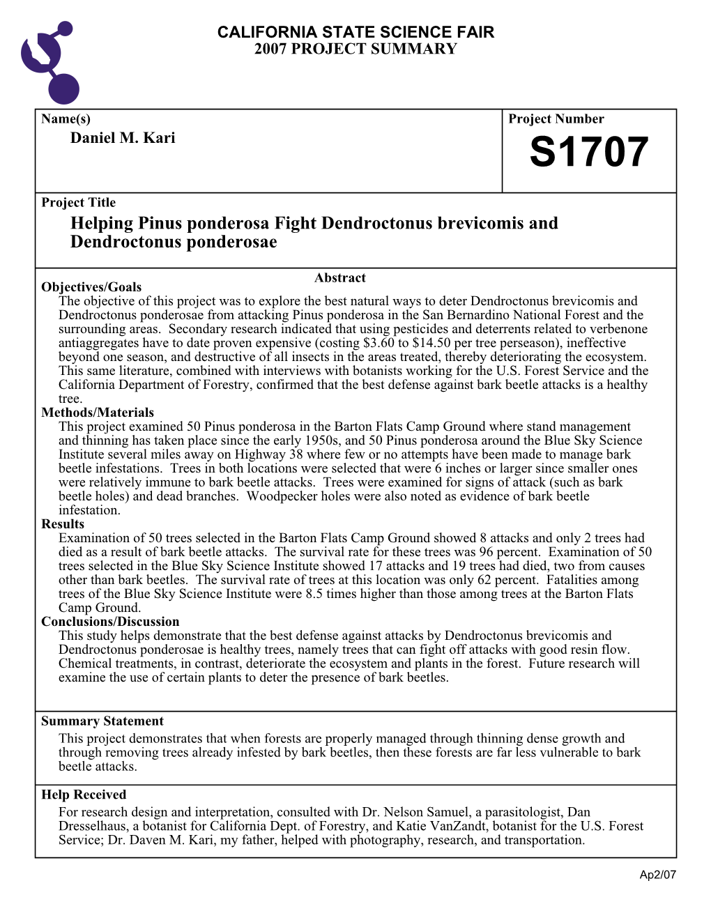 Helping Pinus Ponderosa Fight Dendroctonus Brevicomis and Dendroctonus Ponderosae