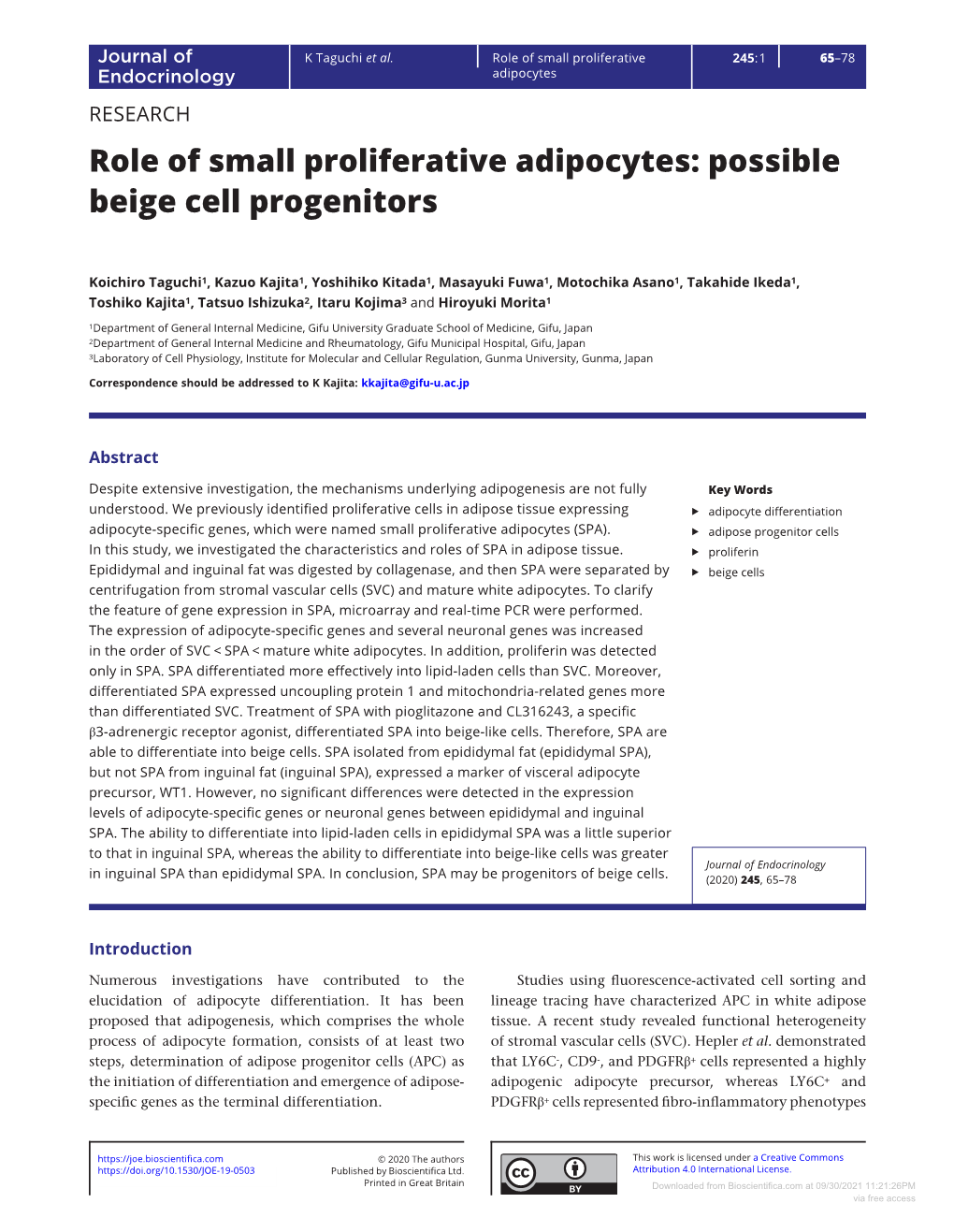 Downloaded from Bioscientifica.Com at 09/30/2021 11:21:26PM Via Free Access