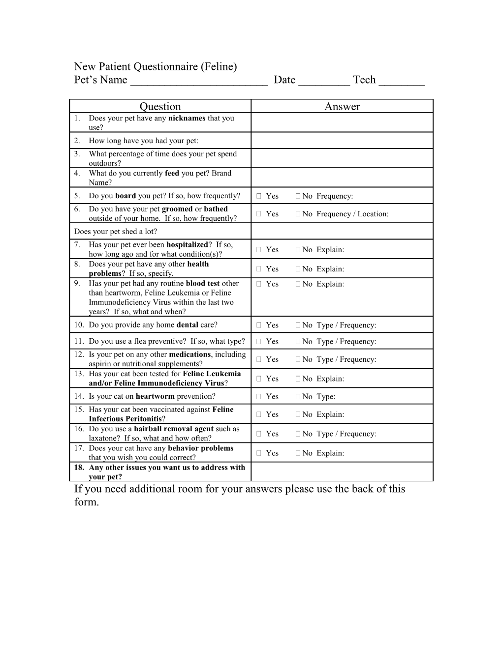 New Patient Questionnaire s2