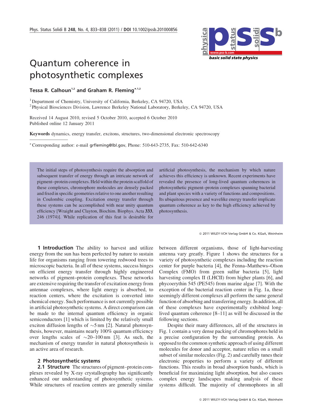 Quantum Coherence in Photosynthetic Complexes