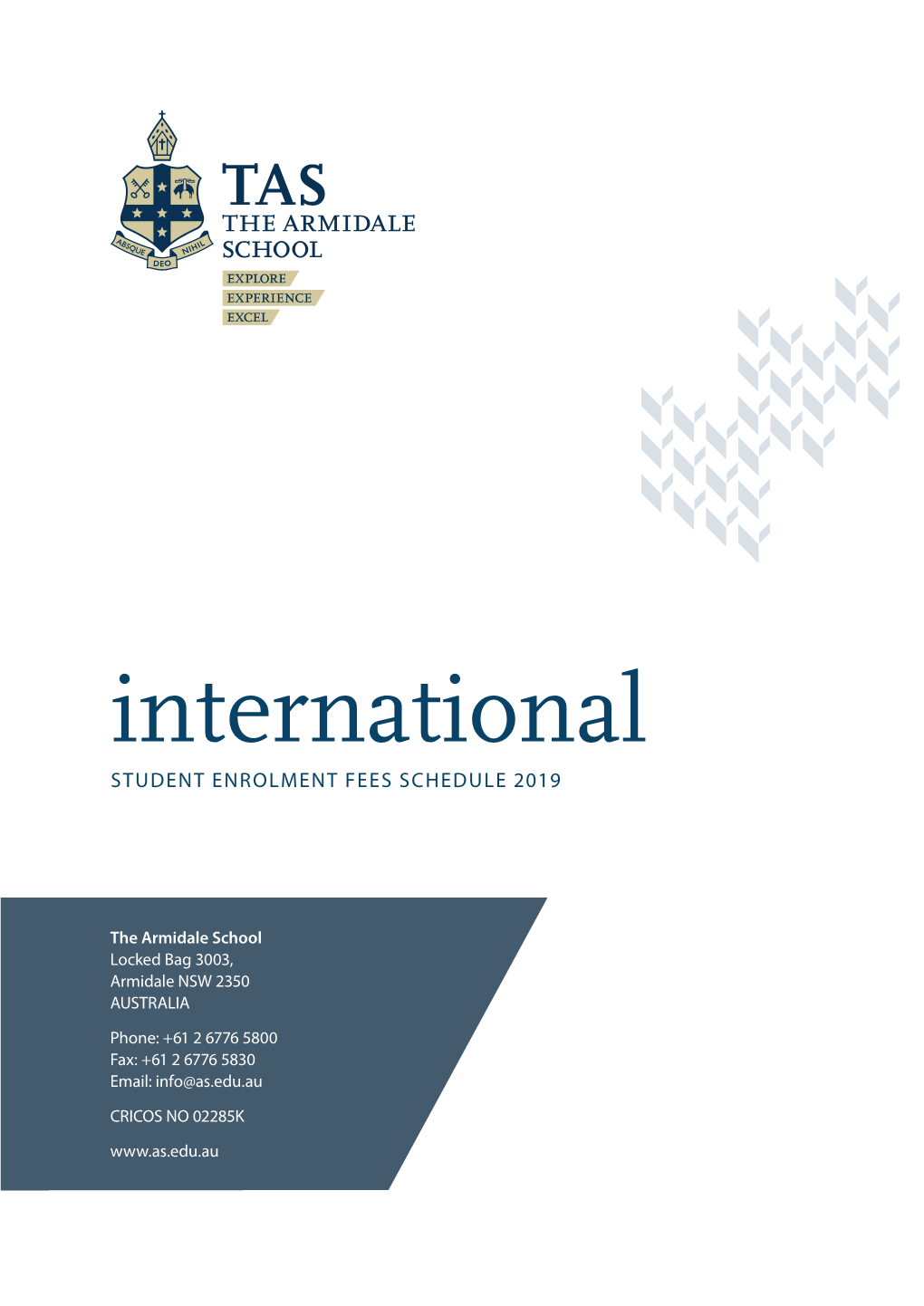 International STUDENT ENROLMENT FEES SCHEDULE 2019
