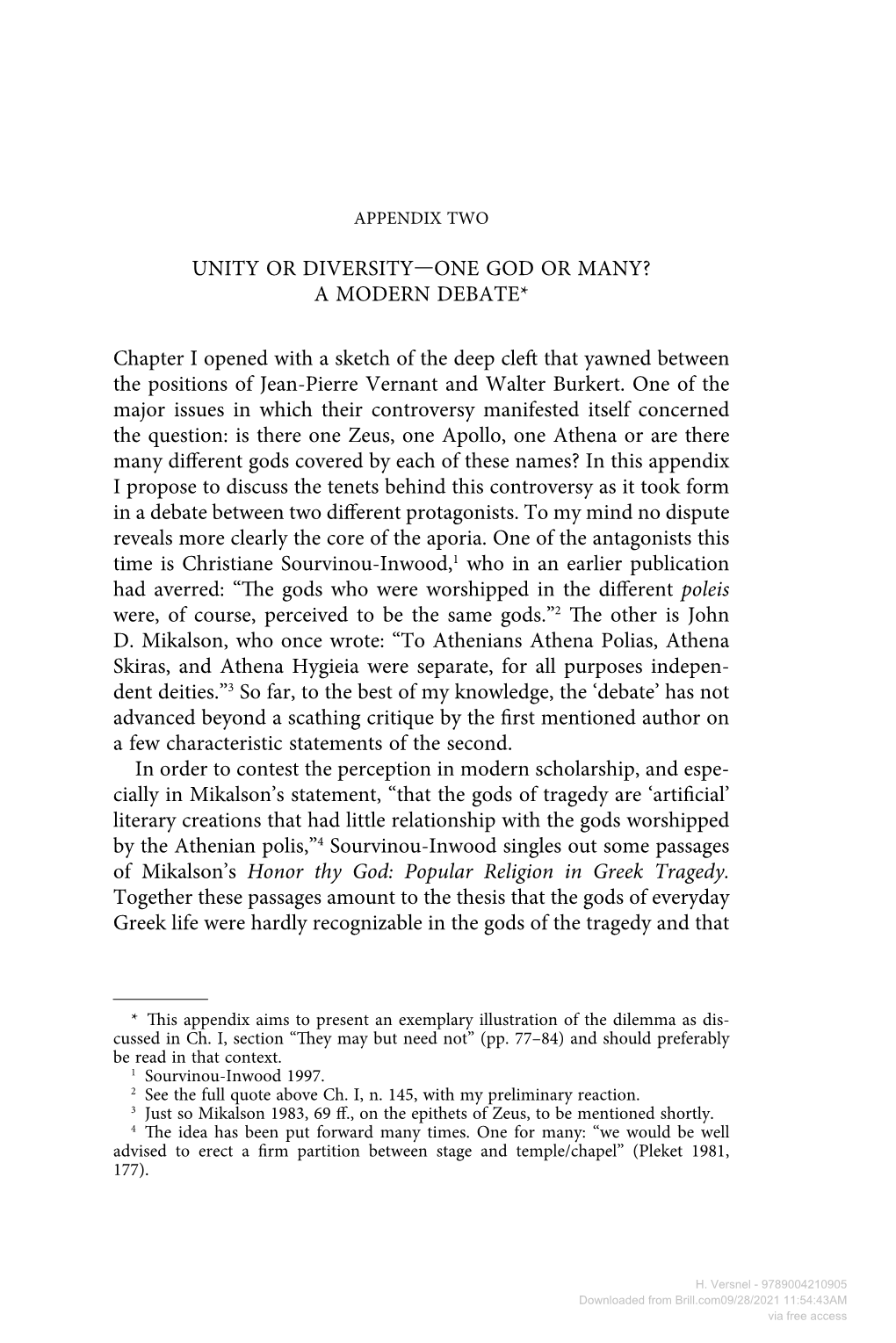 Unity Or Diversity—One God Or Many? a Modern Debate*