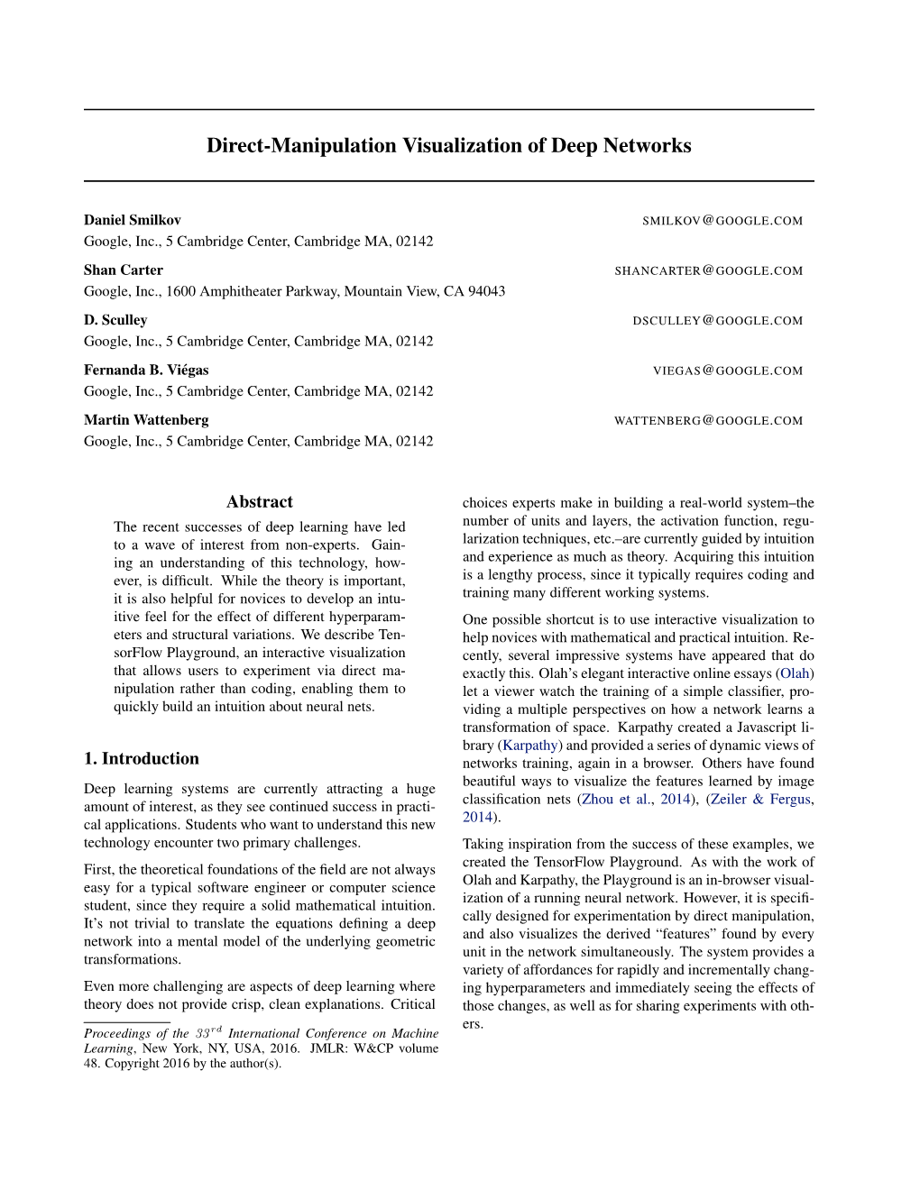 Direct-Manipulation Visualization of Deep Networks