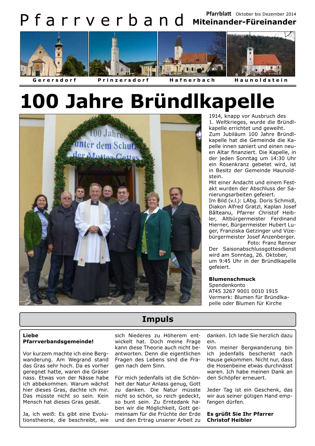 100 Jahre Bründlkapelle 1914, Knapp Vor Ausbruch Des 1