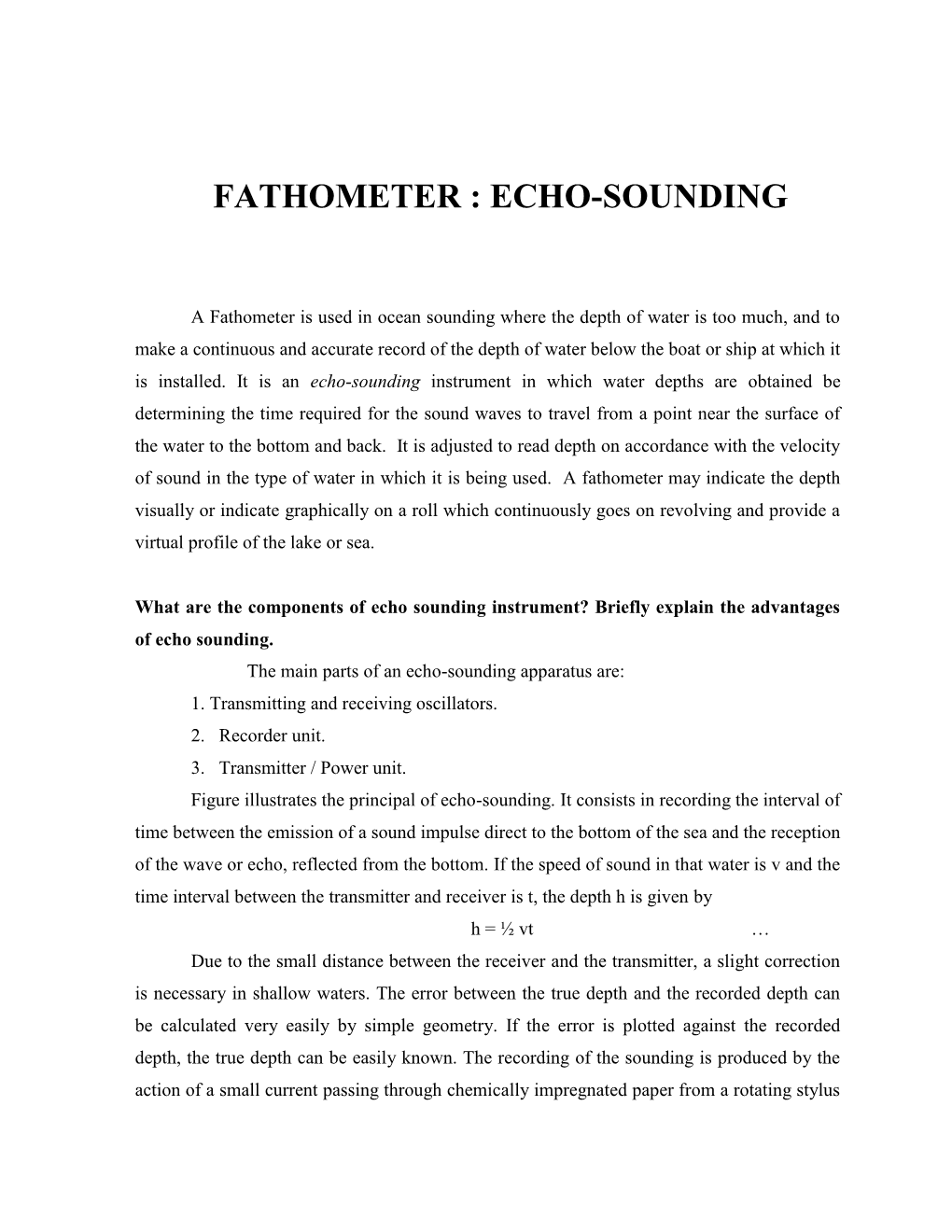 Fathometer : Echo-Sounding