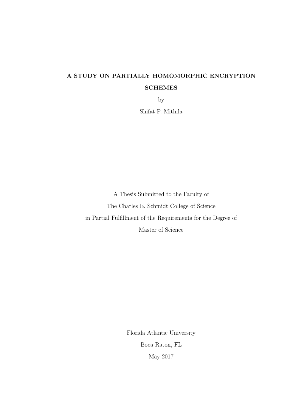 Thesis Submitted to the Faculty of the Charles E