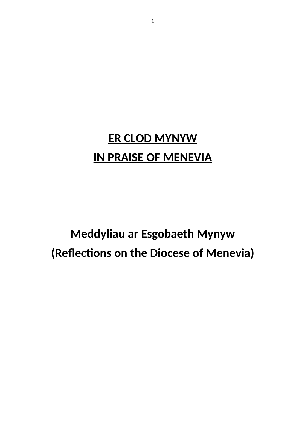 Reflections on the Diocese of Menevia) 2