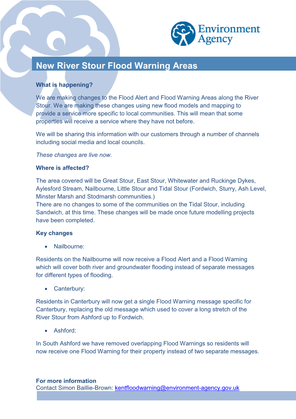 New River Stour Flood Warning Areas