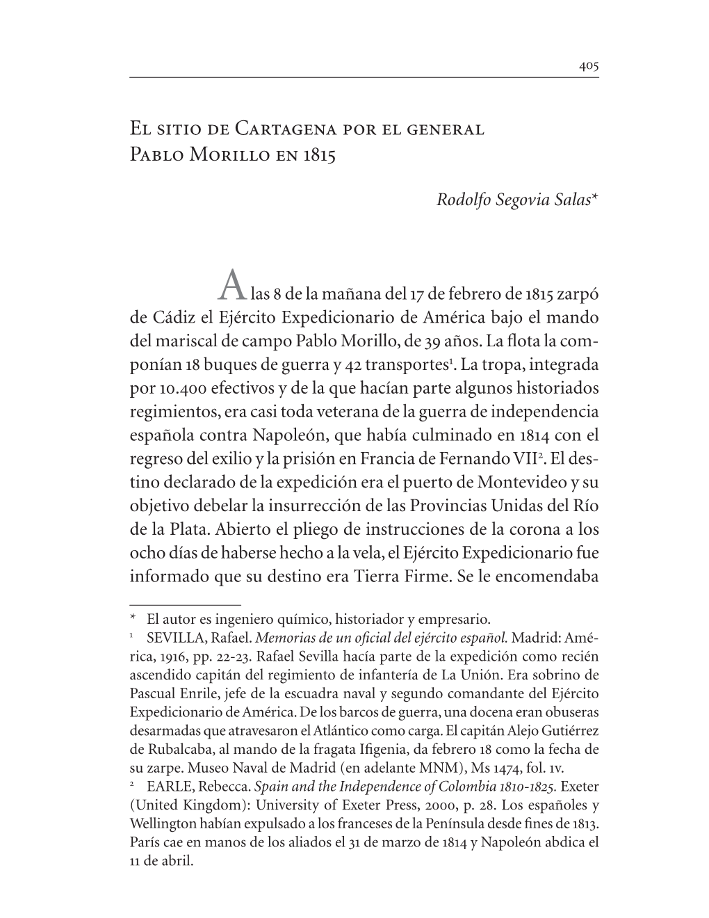 El Sitio De Cartagena Por El General Pablo Morillo En 1815