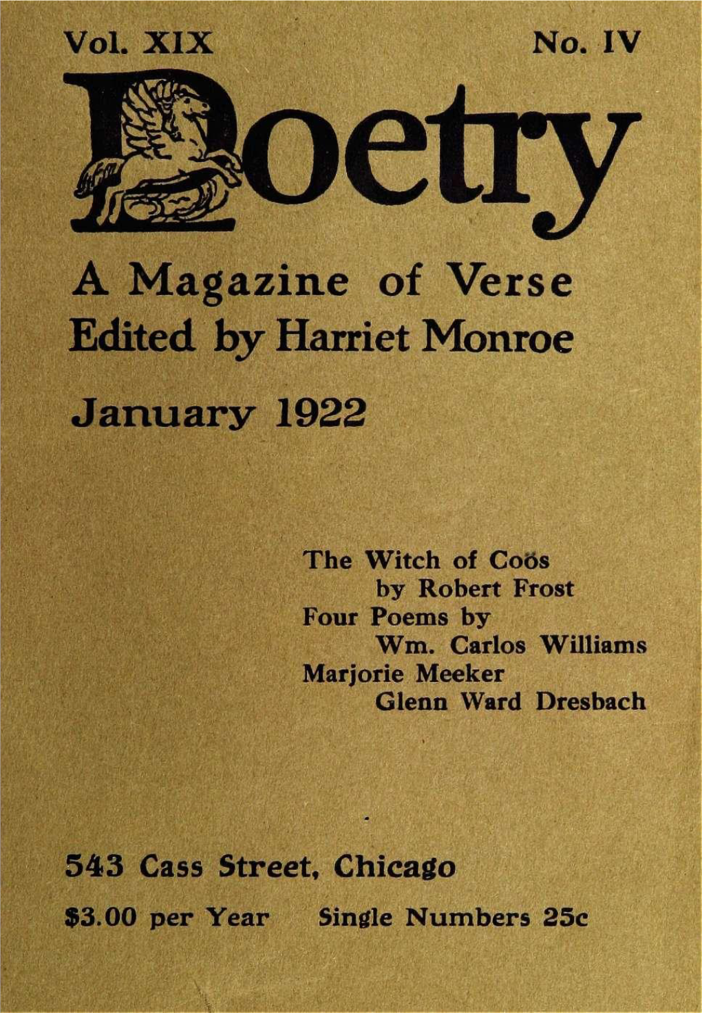 A Magazine of Verse Edited by Harriet Monroe January 1922