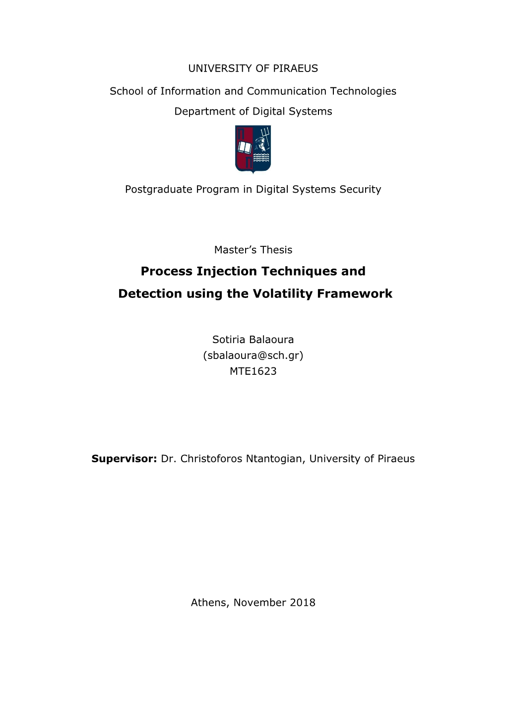 Process Injection Techniques and Detection Using the Volatility Framework