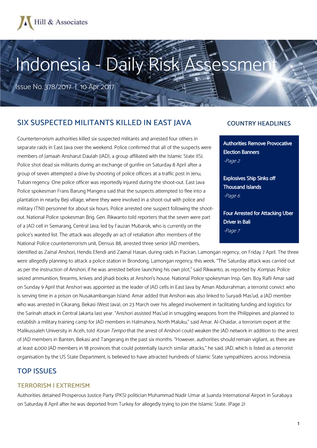 Indonesia - Daily Risk Assessment