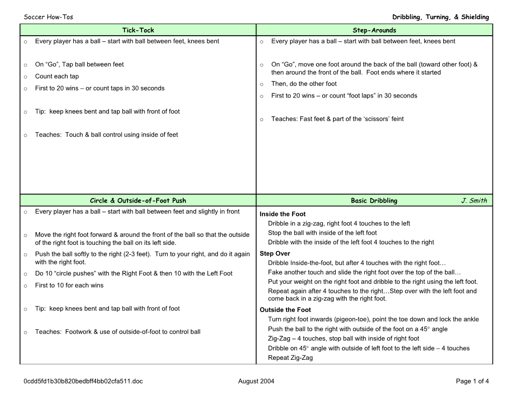 Soccer How-Tos Dribbling, Turning, & Shielding