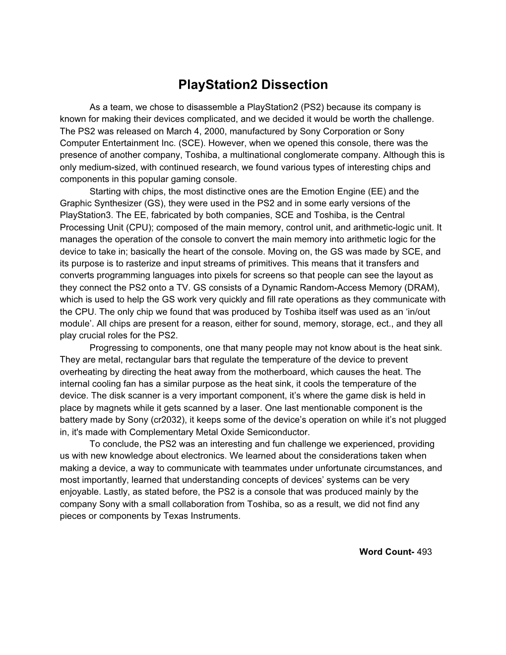 Playstation2 Dissection