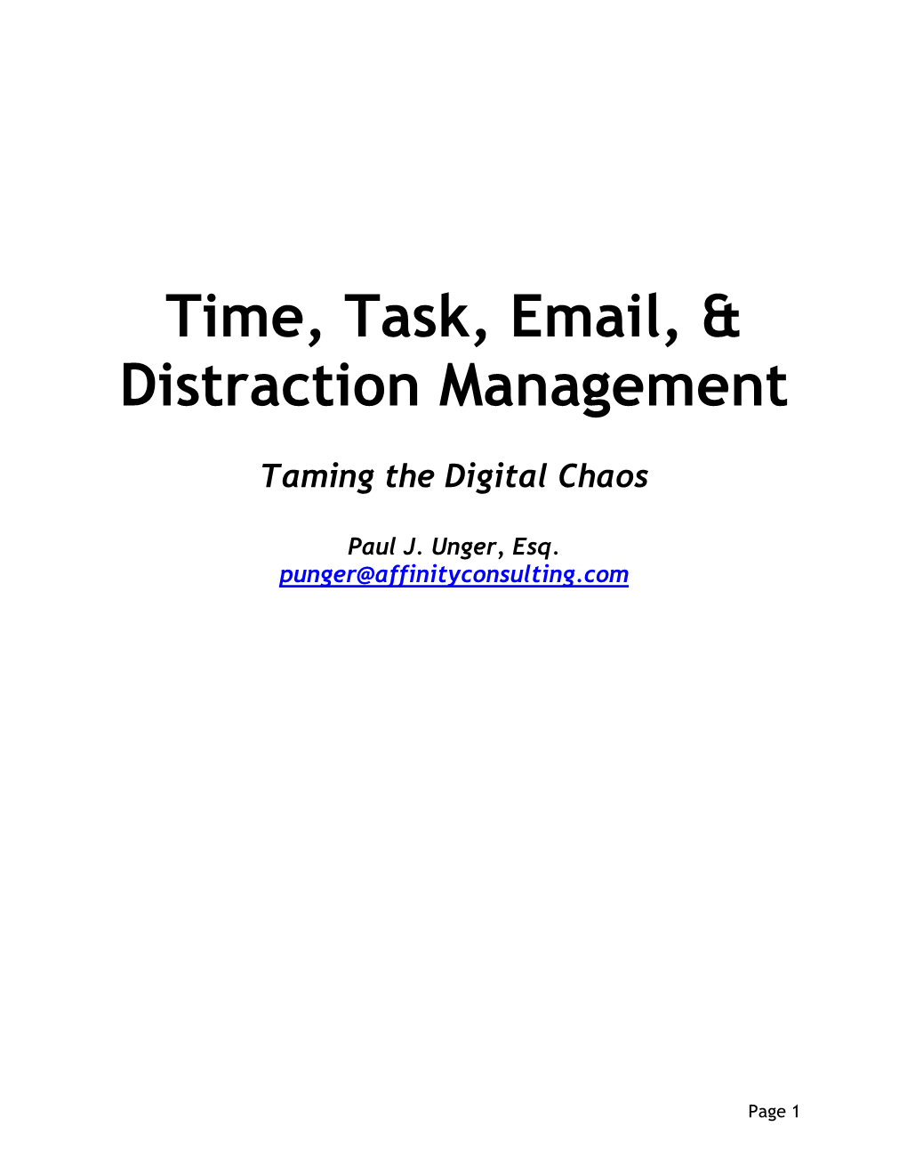 Time, Task, Email, & Distraction Management