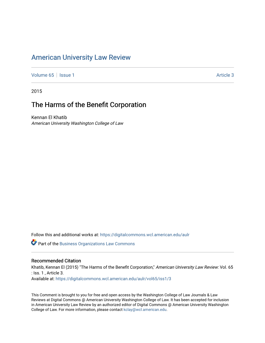 The Harms of the Benefit Corporation