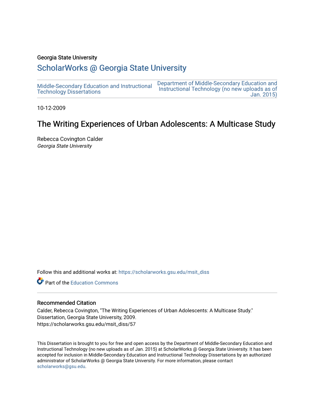 The Writing Experiences of Urban Adolescents: a Multicase Study