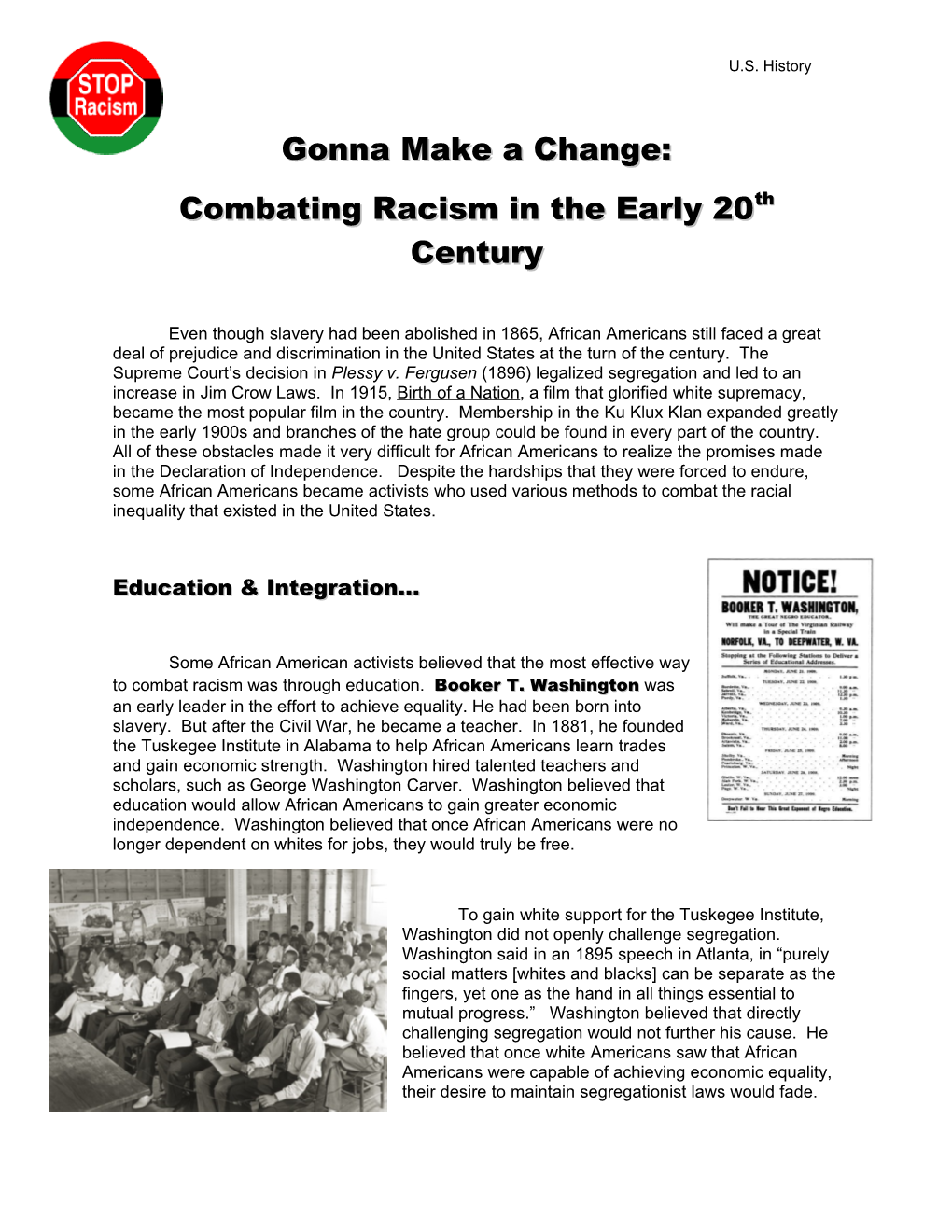 Combating Racism in the Early 20Th Century