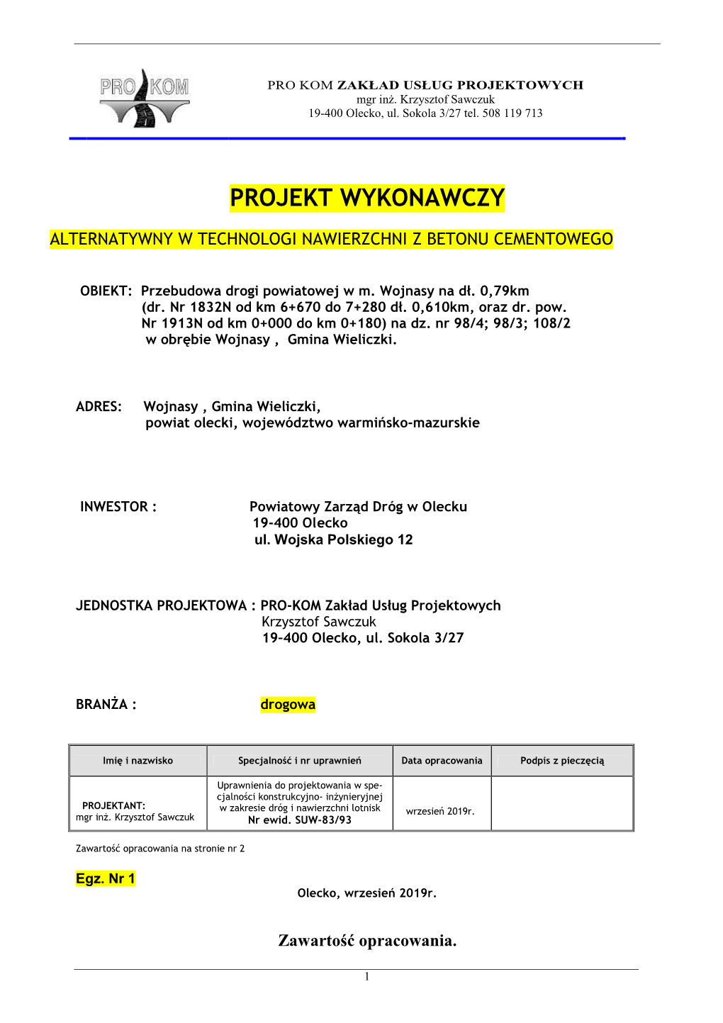 Projekt Wykonawczy