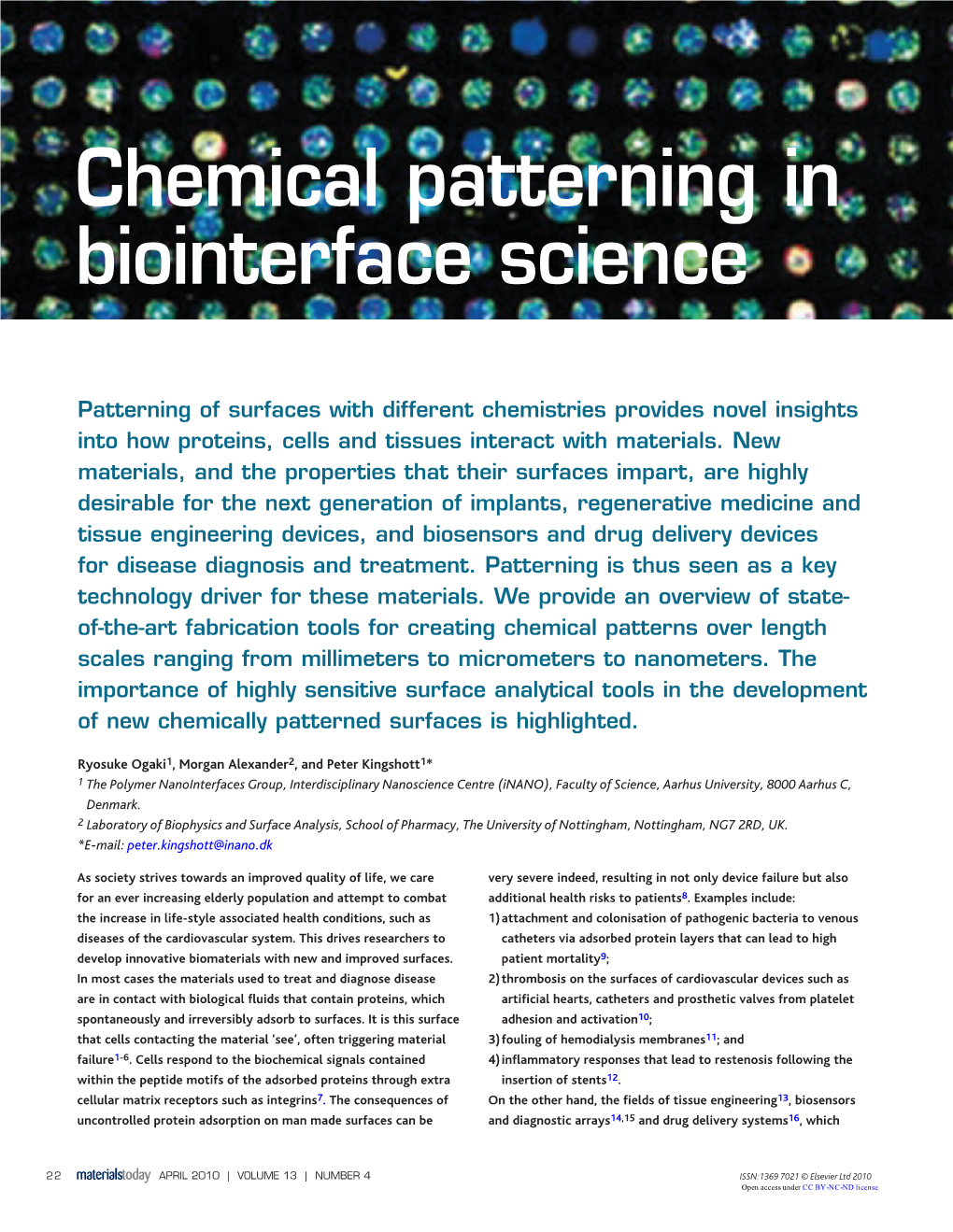 Chemical Patterning in Biointerface Science