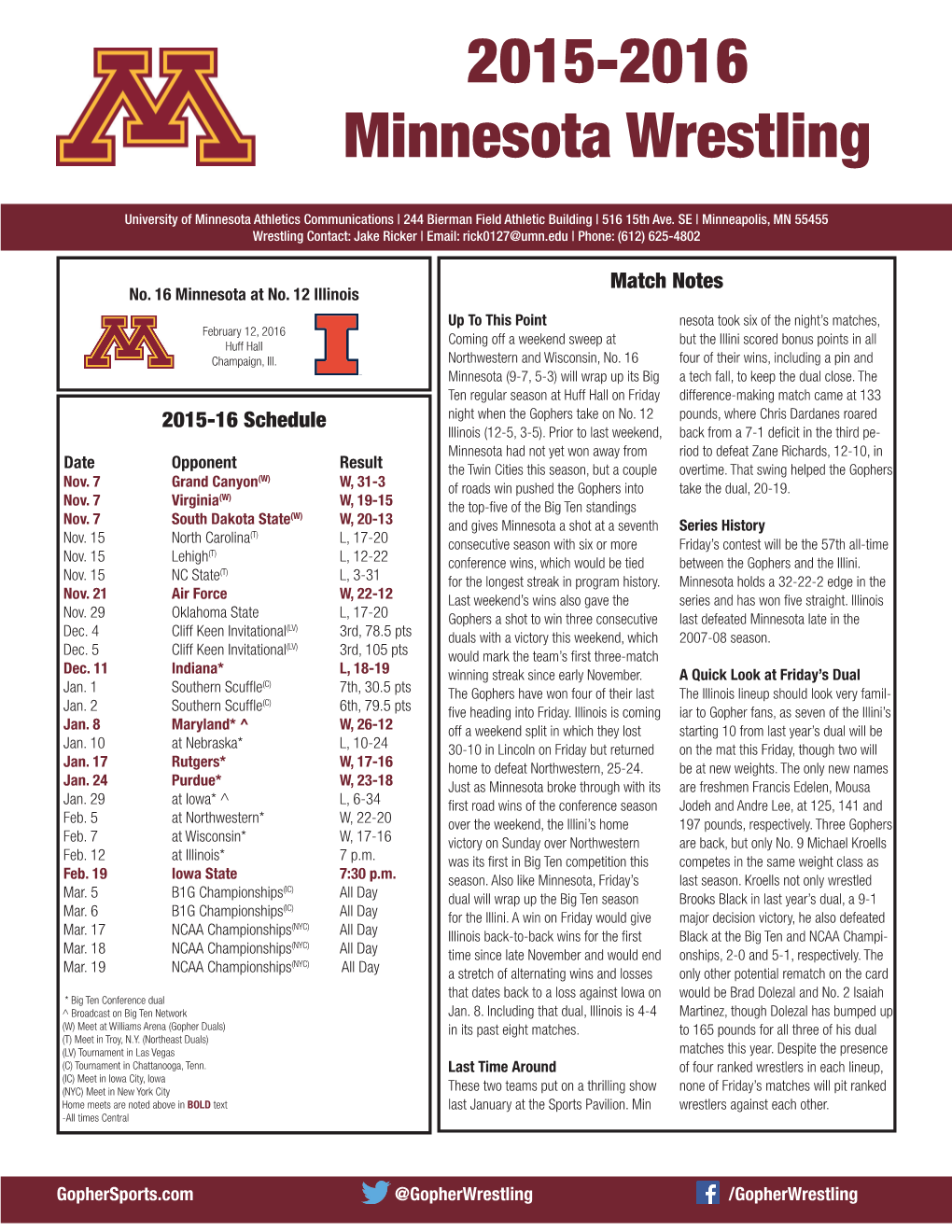 2015-2016 Minnesota Wrestling