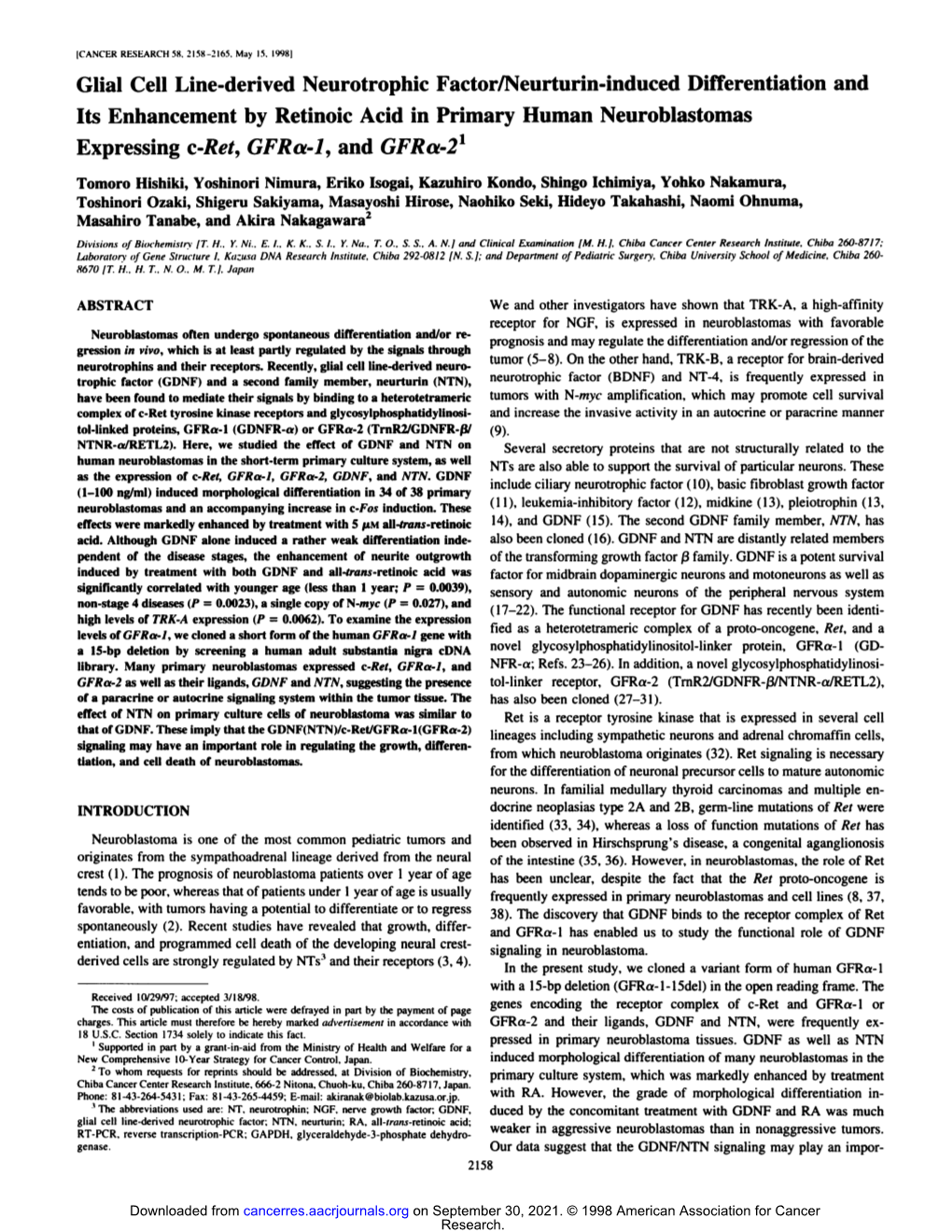 Glial Cell Line-Derived Neurotrophic Factor/Neurturin-Induced