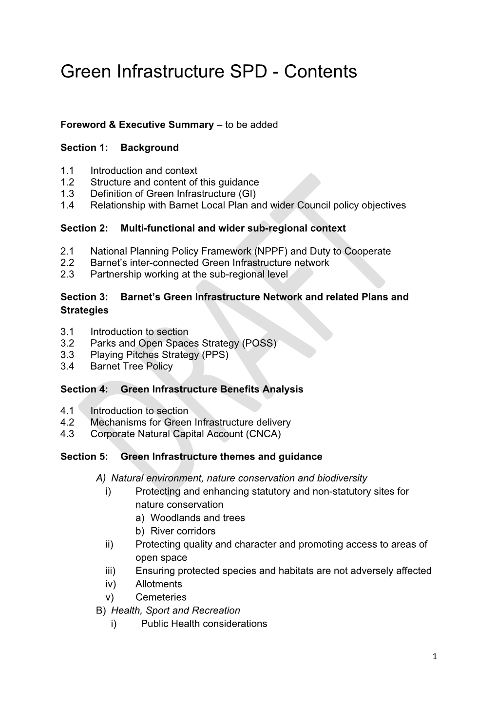 Green Infrastructure SPD - Contents