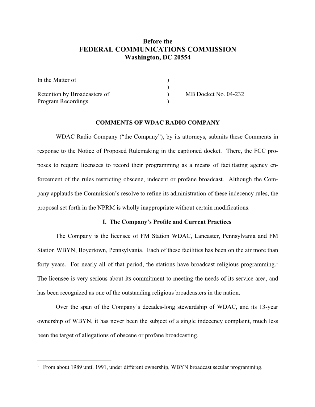FEDERAL COMMUNICATIONS COMMISSION Washington, DC 20554