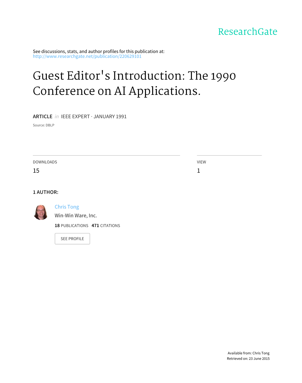Guest Editor's Introduction: the 1990 Conference on AI Applications
