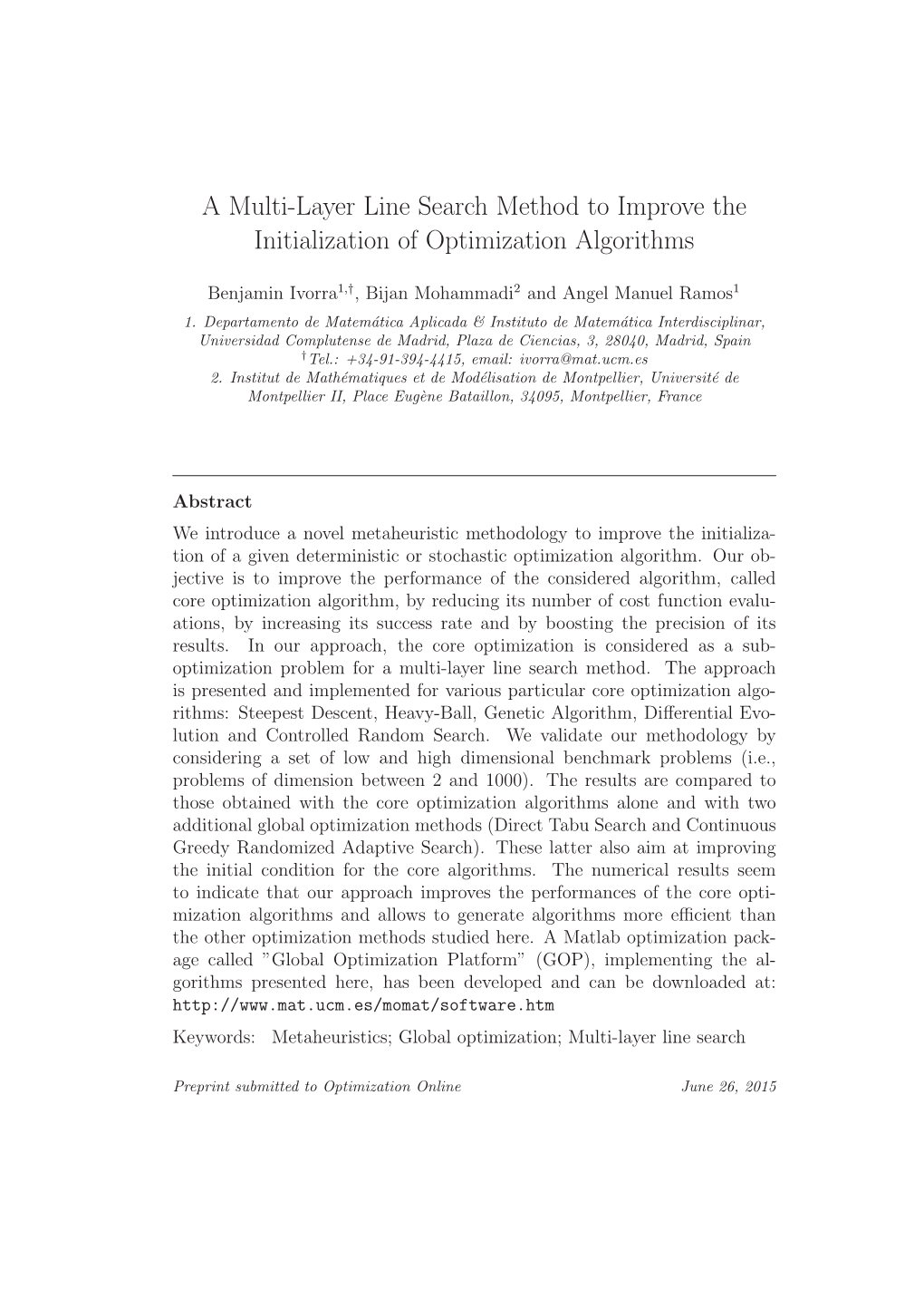 A Multi-Layer Line Search Method to Improve the Initialization of Optimization Algorithms