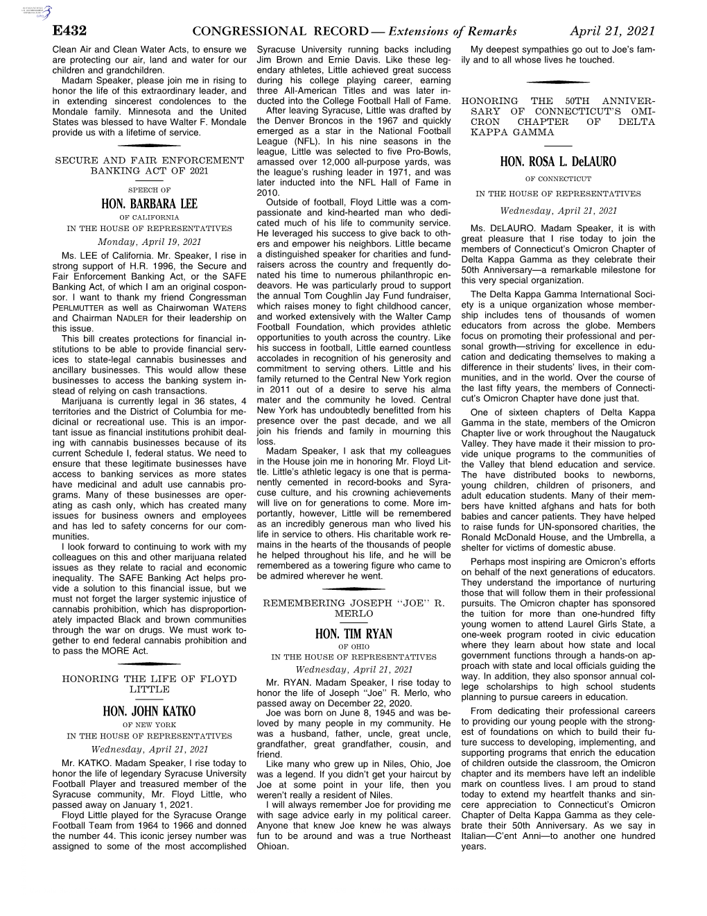 CONGRESSIONAL RECORD— Extensions of Remarks E432 HON