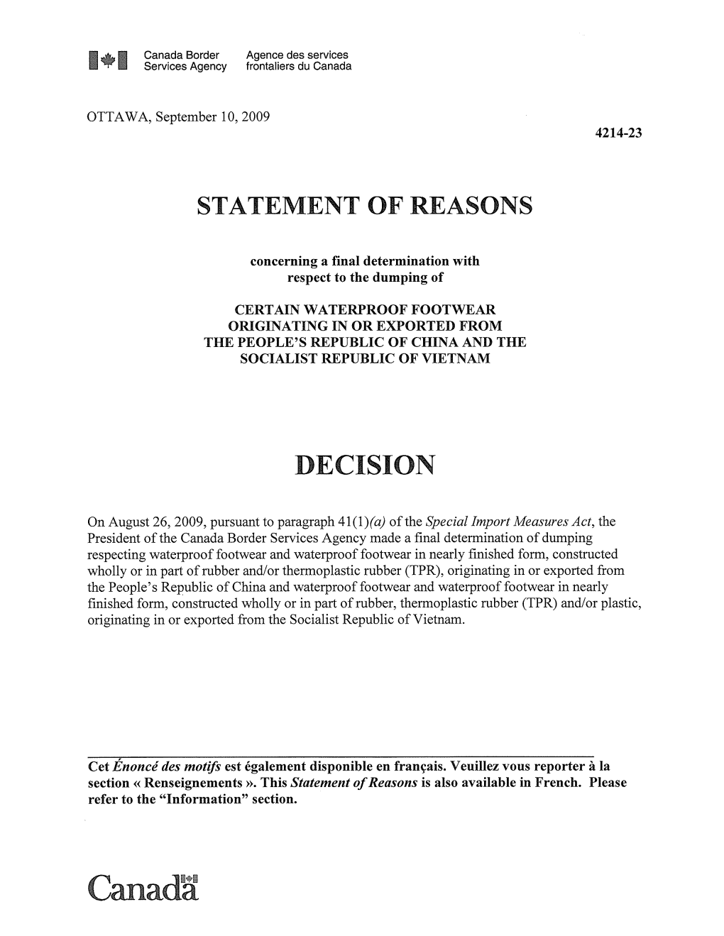 Statement of Reasons (PDF, 1.3