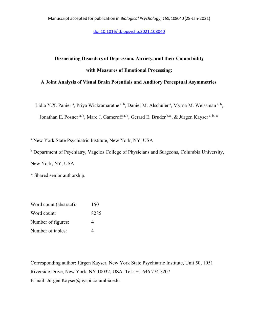 Dissociating Disorders of Depression, Anxiety, and Their Comorbidity With