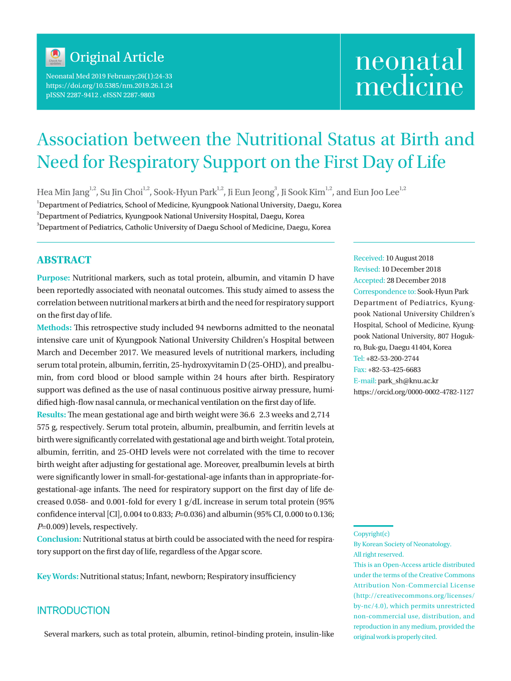 Association Between the Nutritional Status at Birth and Need for Respiratory Support on the First Day of Life