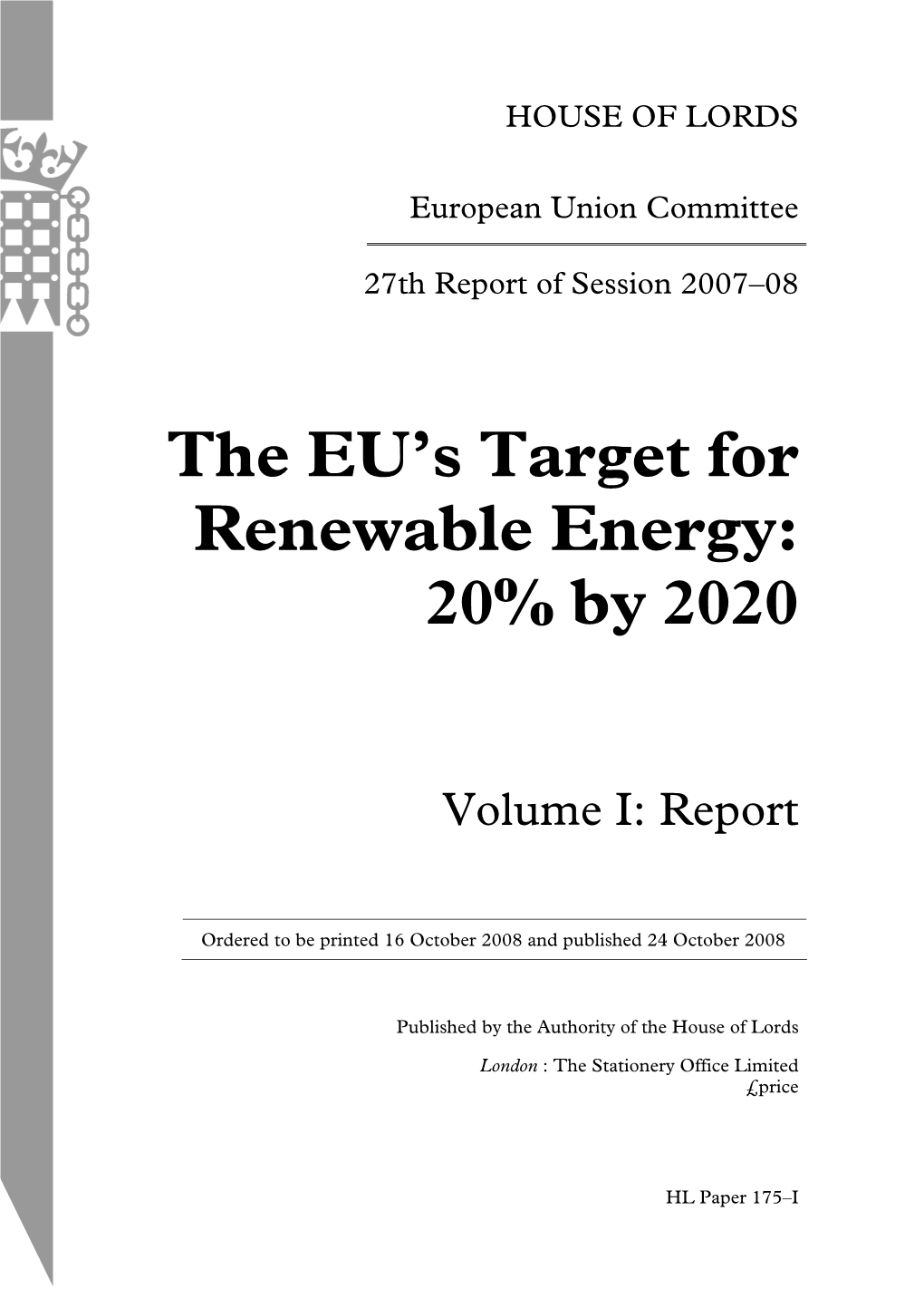 The Eu's Target for Renewable Energy: 20% by 2020