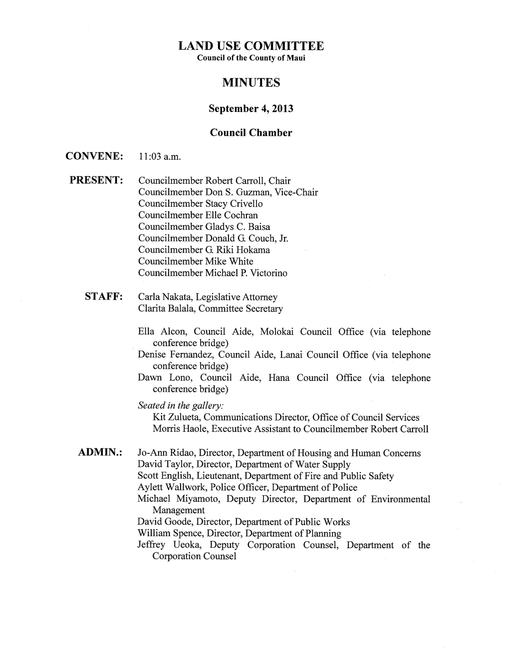 Land Use Committee Minutes