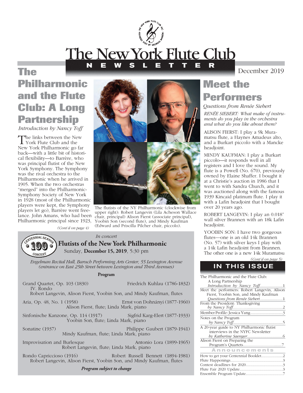 The Philharmonic and the Flute Club: a Long Partnership Meet the Performers