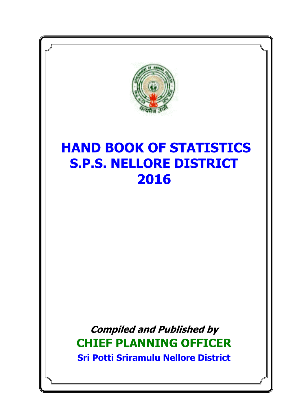 Hand Book of Statistics 2016