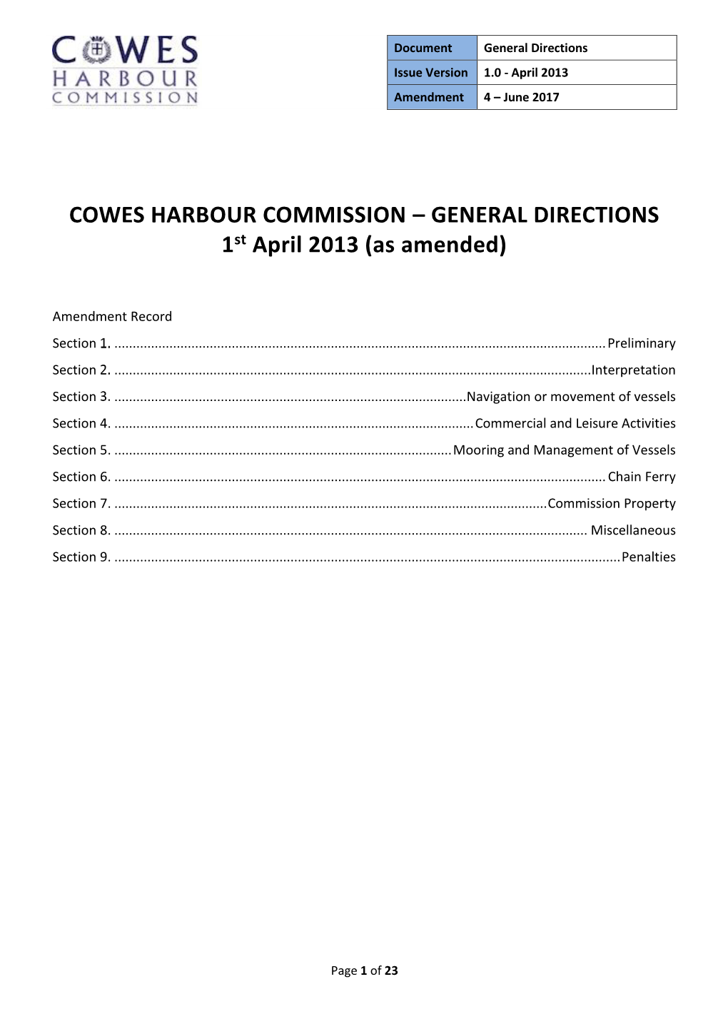 GENERAL DIRECTIONS 1St April 2013 (As Amended)